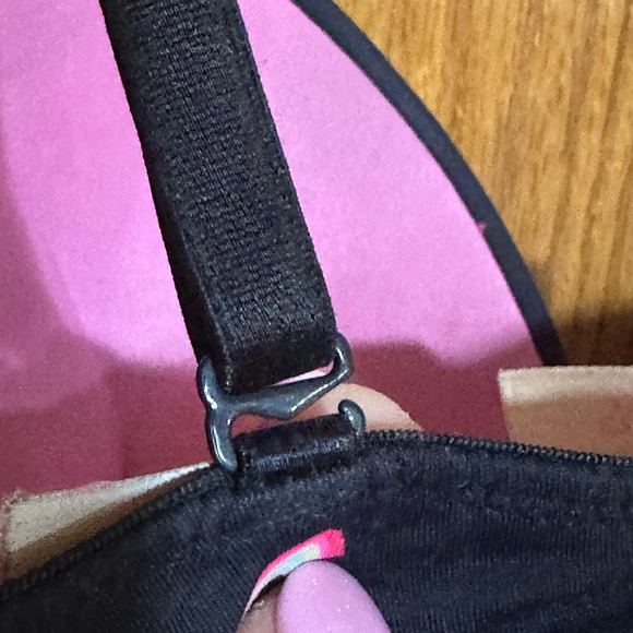 PINK Victoria's Secret Black Bra with Rainbow Accents Sz 32D - Picture 7 of 7